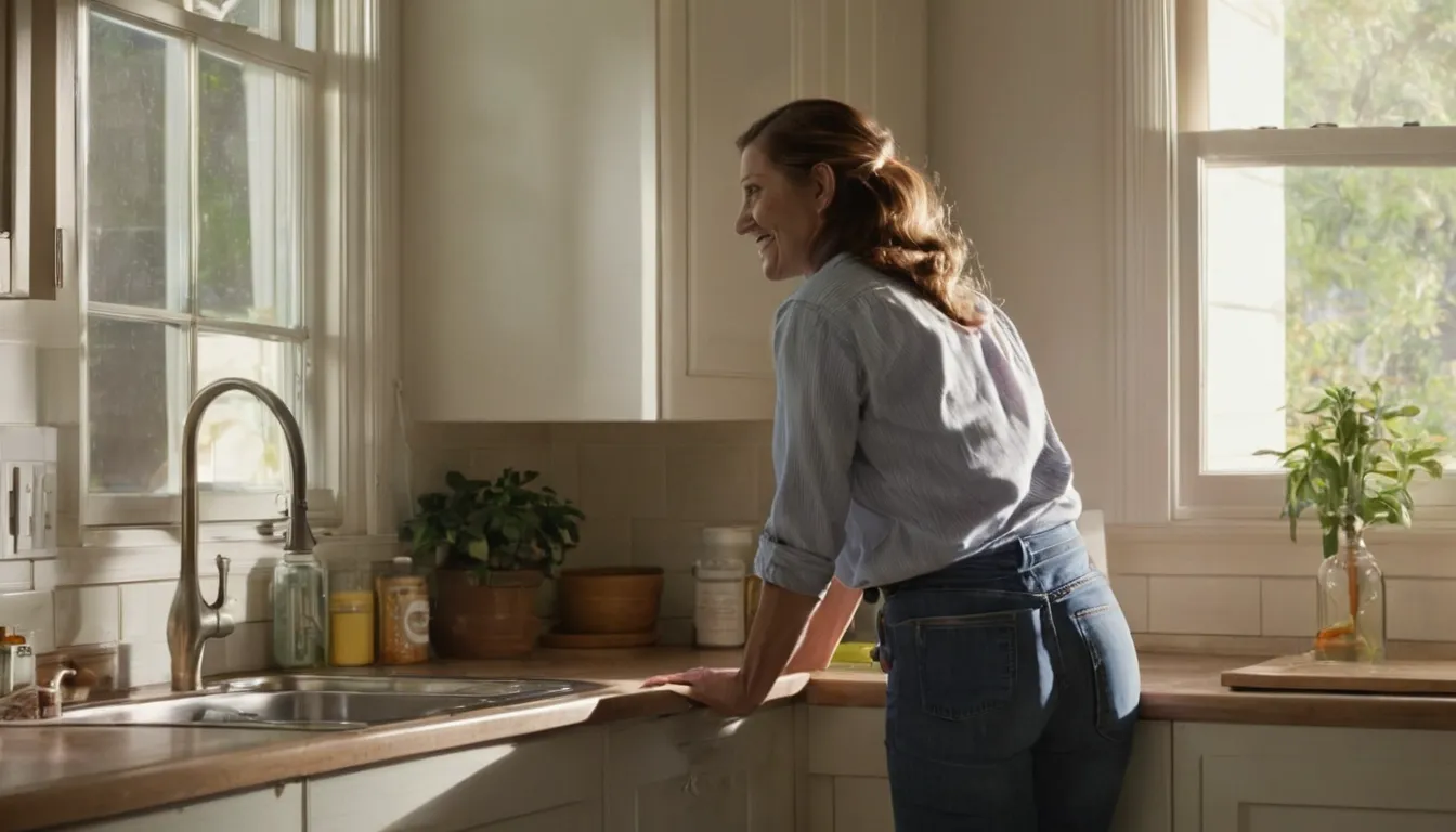 A friendly pest control provider inspecting a kitchen baseboard with a homeowner in a Warren home